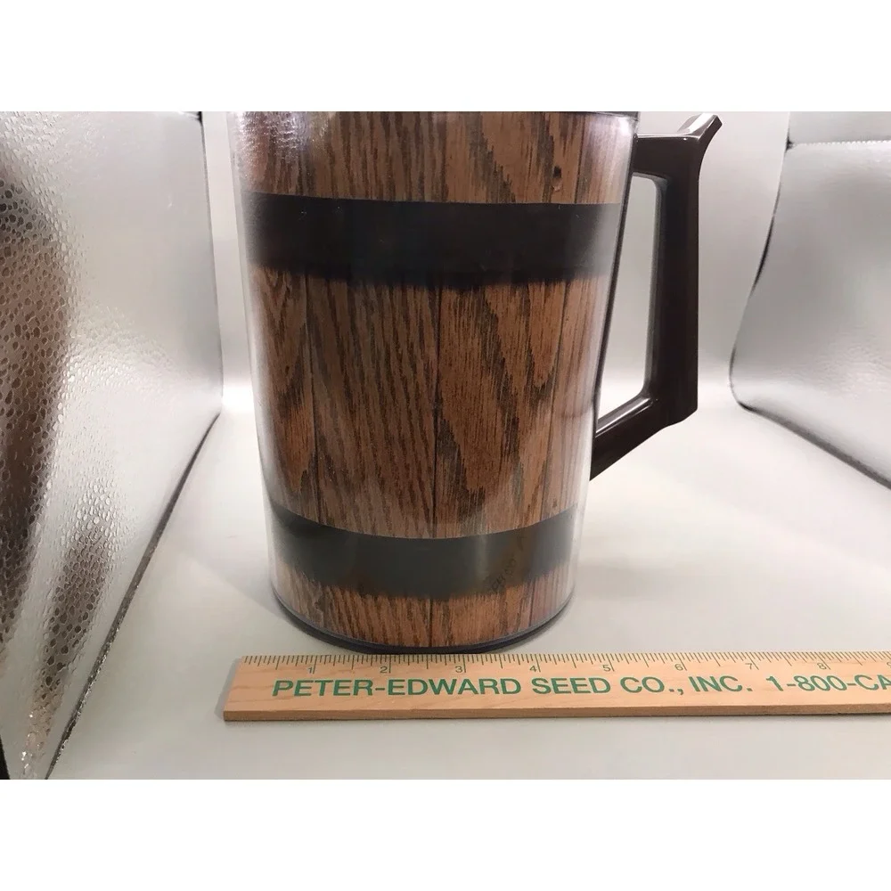Ice Bucket And Pitcher Wood grain Look Pitcher Marked Thermo-Serv Bucket Unmarke